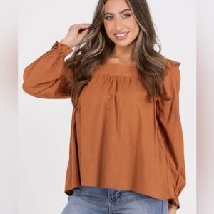 Hayden Los Angeles square neck ruffle log sleeve top